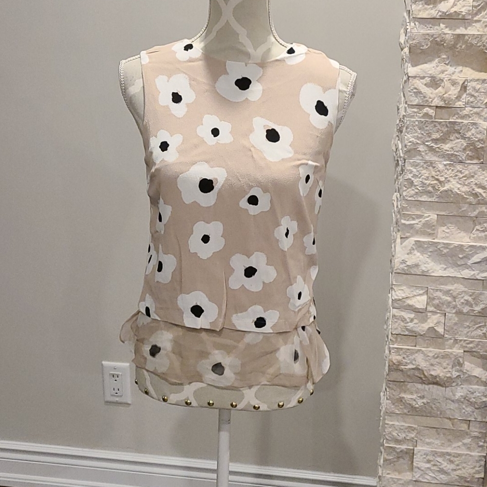 Kate Spade sleeveless floral top w/ silk under layer
